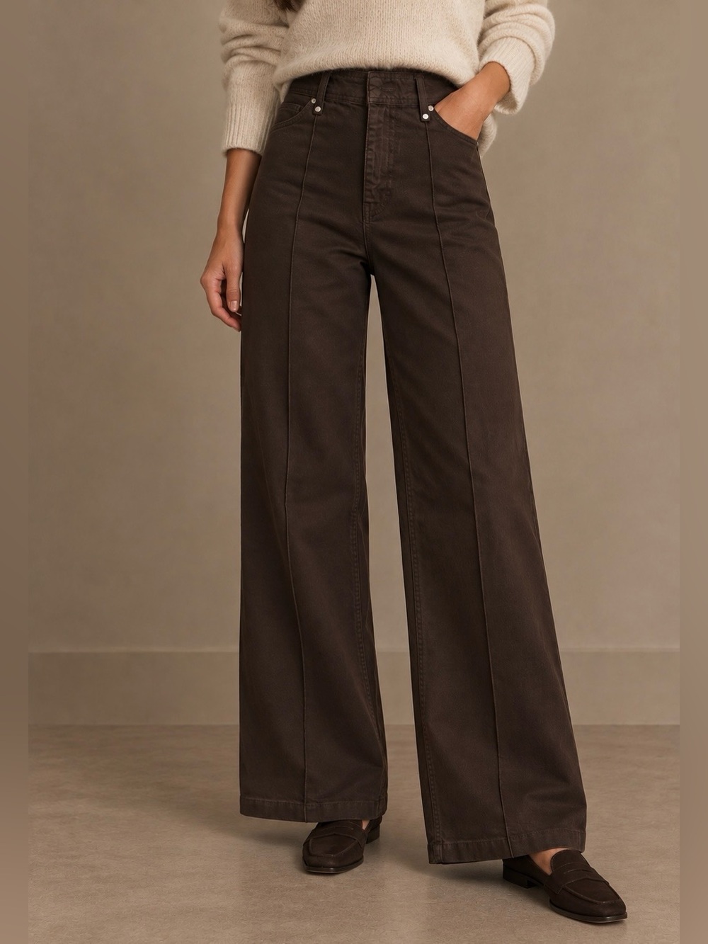 Zara High Waisted Wide Leg Pintuck Jeans – Size 6